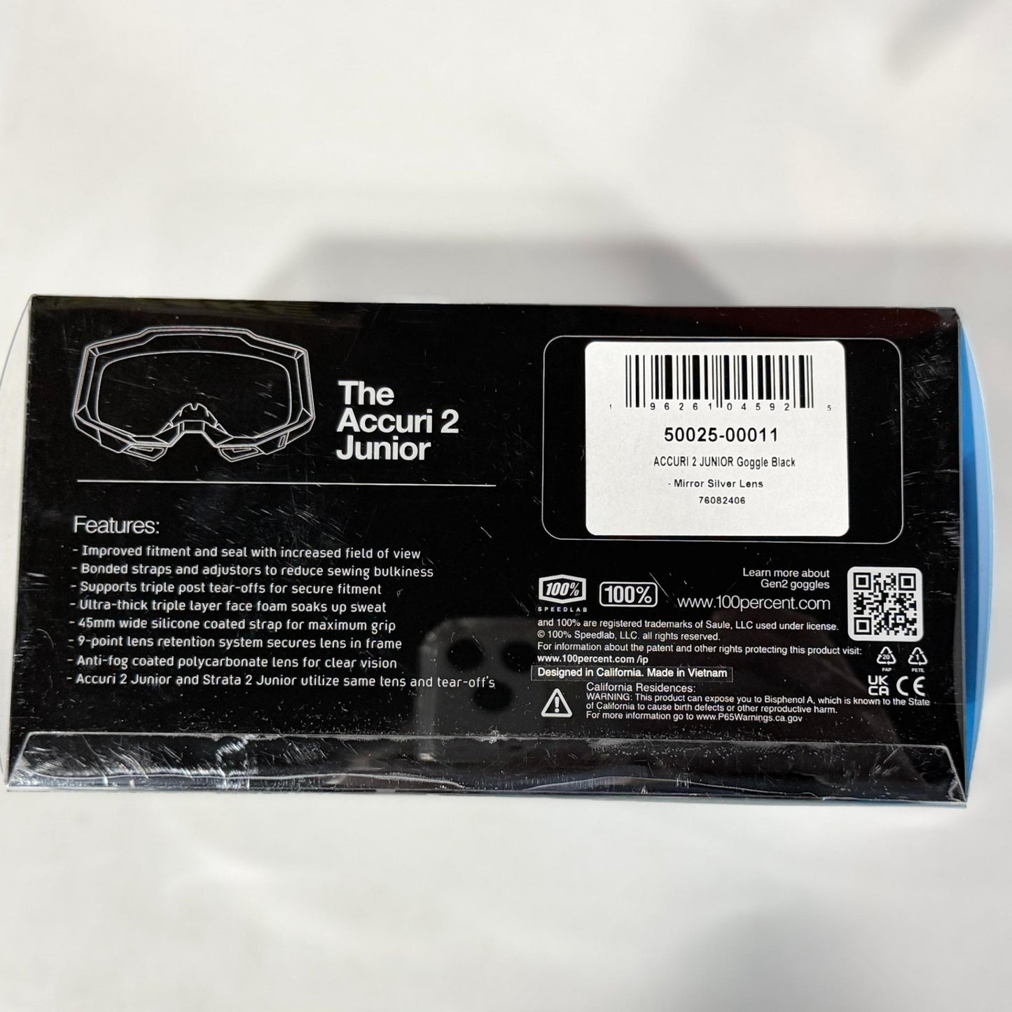 100% Accuri 2 Youth Goggle Black Mirror Silver
