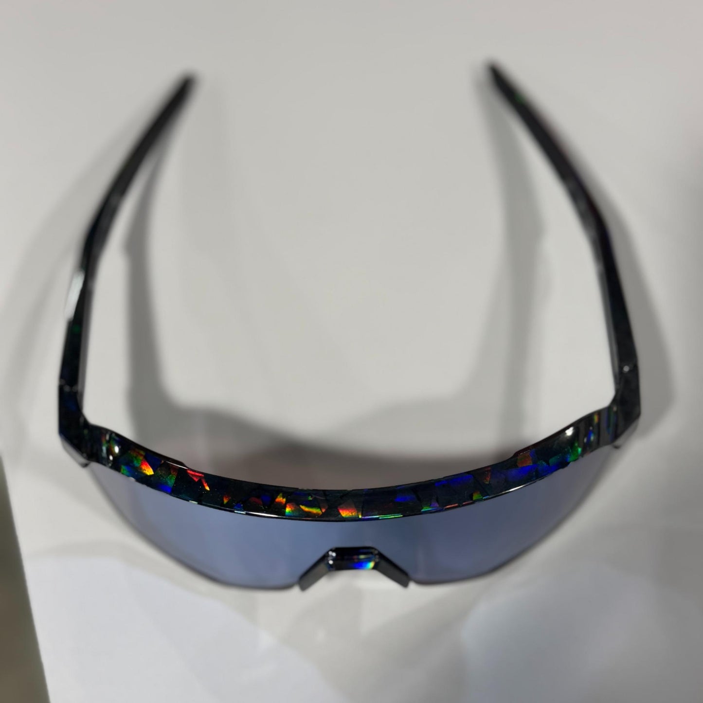 100% S2 Sunglasses Black Holographic HiPER Blue