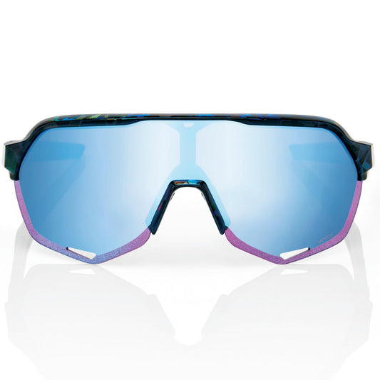 100% S2 Sunglasses Black Holographic HiPER Blue