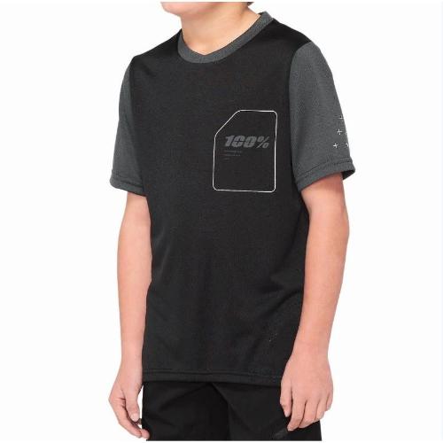 100% Ridecamp Youth Short Sleeve Jersey Black & Charcoal