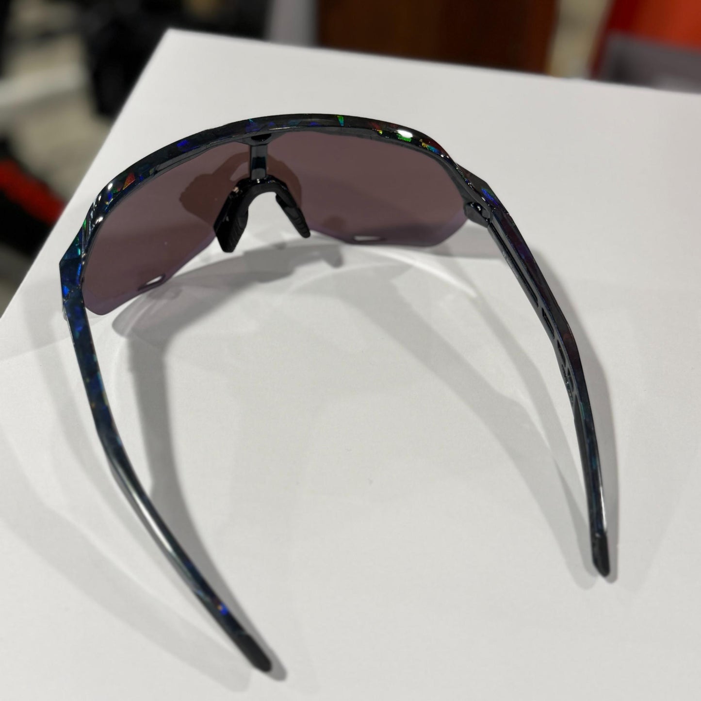 100% S2 Sunglasses Black Holographic HiPER Blue